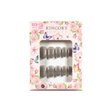 KM10 Machine Press on Nails 24Pcs Silver Cat Eye Oval Medium False Nails