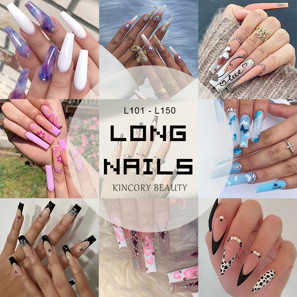 【BUY3Get1MoreFree】【LongNailsL101-L150】MachinePressonNails24PcsFalseNails