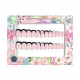 M102 Machine Press on Nails 24Pcs Pink French White Black Star Square Medium False Nails