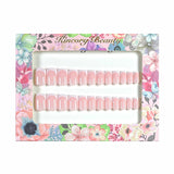 M108 Machine Press on Nails 24Pcs Pink White French Square Medium False Nails