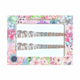 T11 Machine Press on Nails 24Pcs Brown hand painted flowers silver glitter Square Squoval TOE False Nails