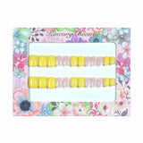 S11 Machine Press on Nails 24Pcs Pure yellow white flowers Square Squoval Short False Nails