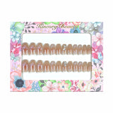 M126 Machine Press on Nails 24Pcs Coffin Pink gradient butterfly Medium False Nails