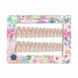 L30 Machine Press on Nails 24Pcs White Butterfly Star Line Coffin Ballerina Long False Nails