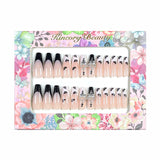 L33 Machine Press on Nails 24Pcs White French Black Lipprint Crown Coffin Ballerina Long False Nails