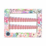 M39 Machine Press on Nails 24Pcs Pink French White Line Square Medium False Nails