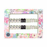 S57 Machine Press on Nails 24Pcs White and black cow striped love pearls Round Short False Nails