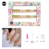 【BUY 3 Get 1 More Free】【Short Nails S51 - S84】Machine Press on Nails 24Pcs False Nails