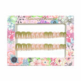 S59 Machine Press on Nails 24Pcs Green gradient flower pearl Square Squoval Short False Nails