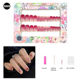 【BUY 3 Get 1 More Free】【Short Nails S51 - S84】Machine Press on Nails 24Pcs False Nails