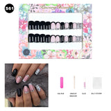 【BUY 3 Get 1 More Free】【Short Nails S51 - S84】Machine Press on Nails 24Pcs False Nails