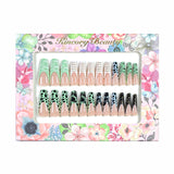 L68 Machine Press on Nails 24Pcs Colorful French pattern Coffin Ballerina Long False Nails