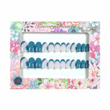 S7 Machine Press on Nails 24Pcs Blue French Zebra Oval Short False Nails