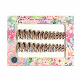 M72 Machine Press on Nails 24Pcs Brown glitter lines Almond Medium False Nails