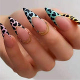 Machine Press on Nails 24Pcs Colorful French Love Stiletto Long False Nails