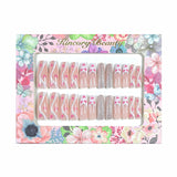 L79 Machine Press on Nails 24Pcs Pink French Love Line Sparkling Pink Coffin Ballerina Long False Nails