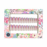 M84 Machine Press on Nails 24Pcs Color gradient rainbow Coffin Long False Nails