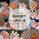 【BUY 3 Get 1 More Free】【Short Nails S1 - S50 】Machine Press on Nails 24Pcs False Nails